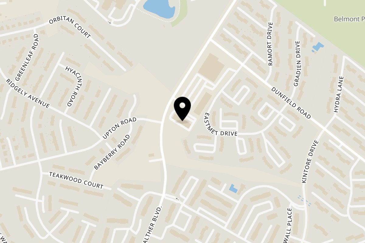 Map showing the location of California Grill & Pizza on 8615 Walther Blvd in Baltimore